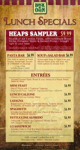 Brick Oven Lunch Specials